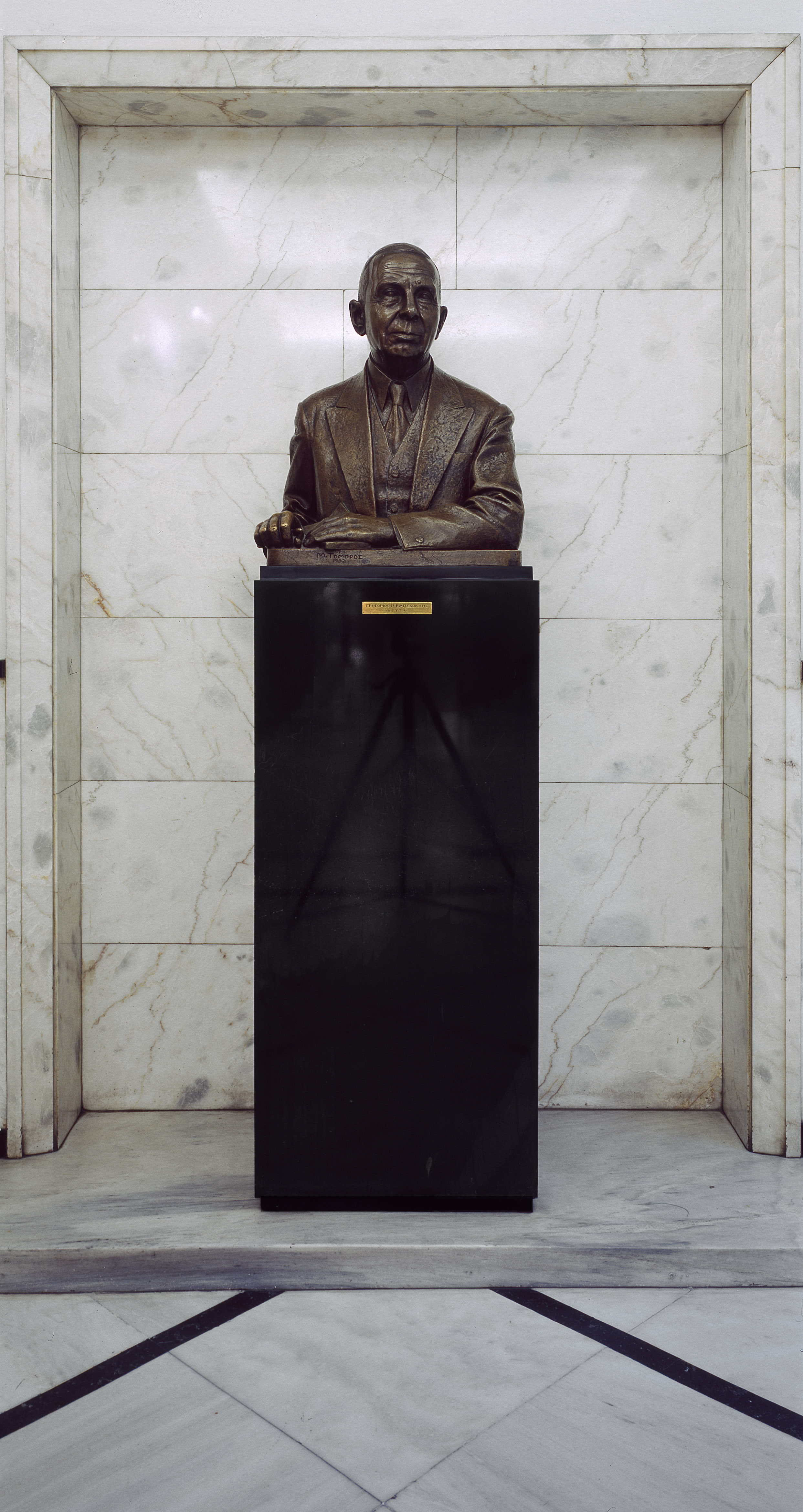Bust of Emporiki Bank founder Grigorios Empedocles.  Bust of Grigorios Empedocles