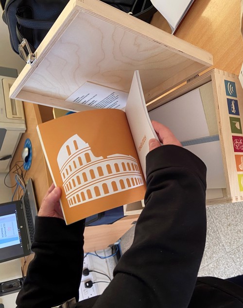 Wooden case with educational material