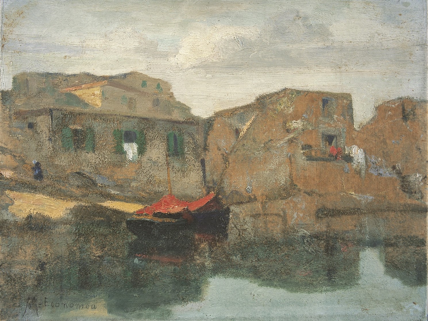 The painting Red Boat at Sea