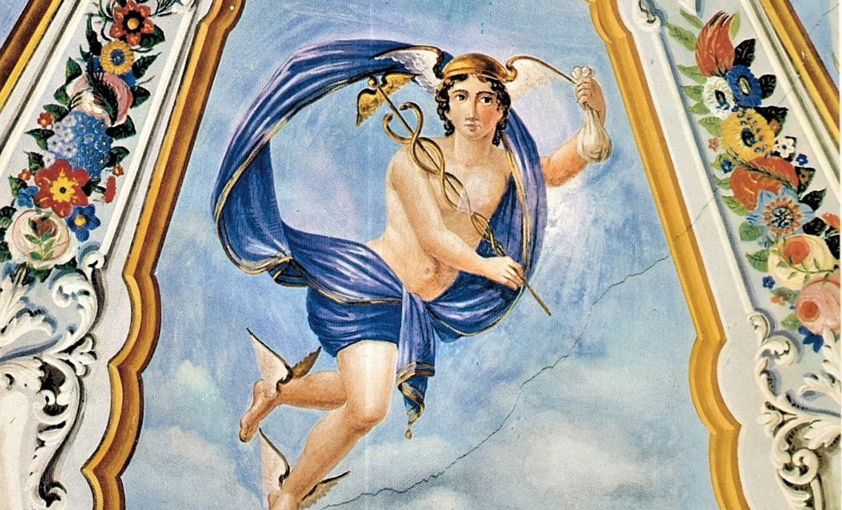 Cover page detail of the publication with wall painting depicting god Hermes. Cover page detail of the publication with wall painting depicting god Hermes.