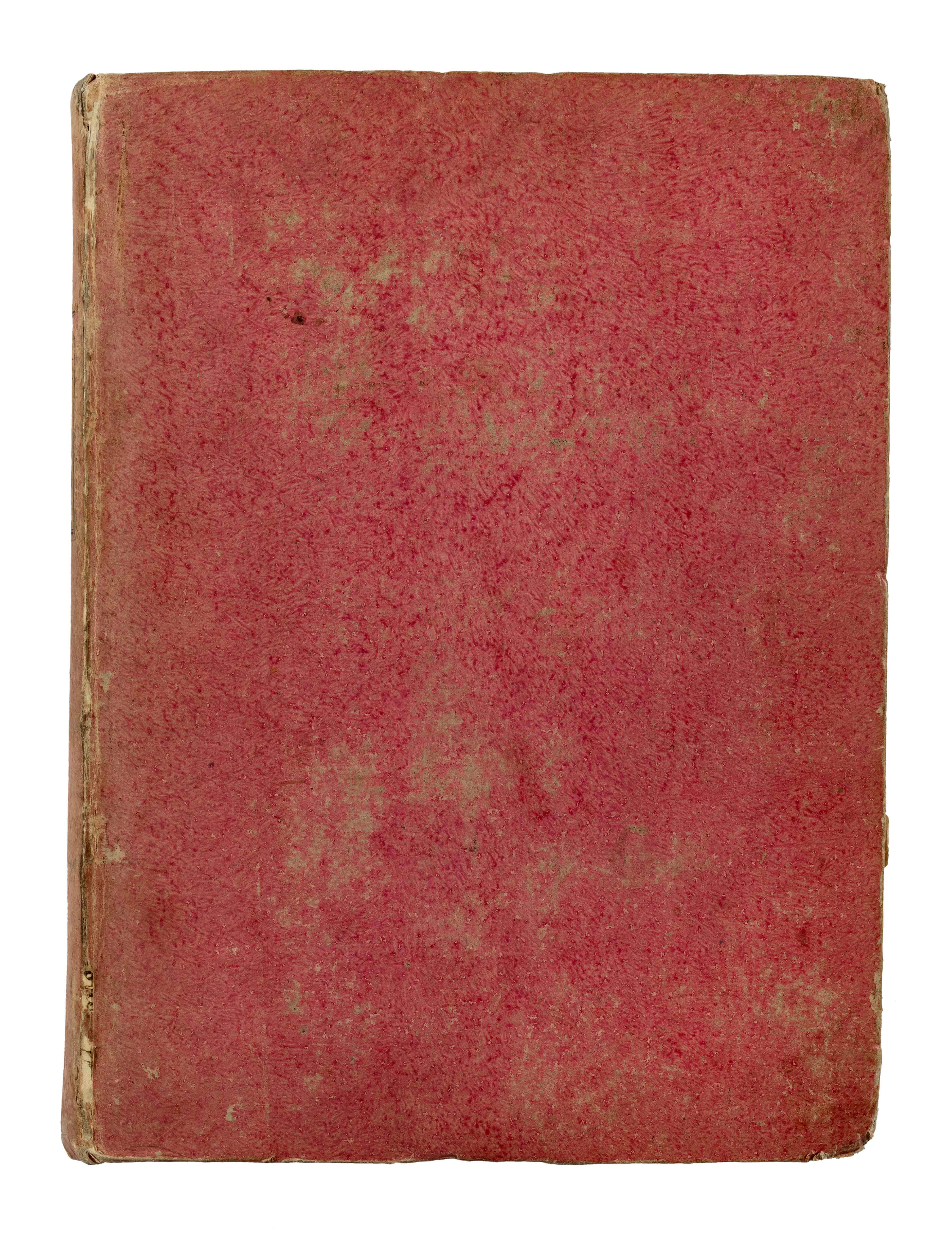 Leather cover in brown and red, with some damage on the spine.  Book cover of Voyage de Néarque
