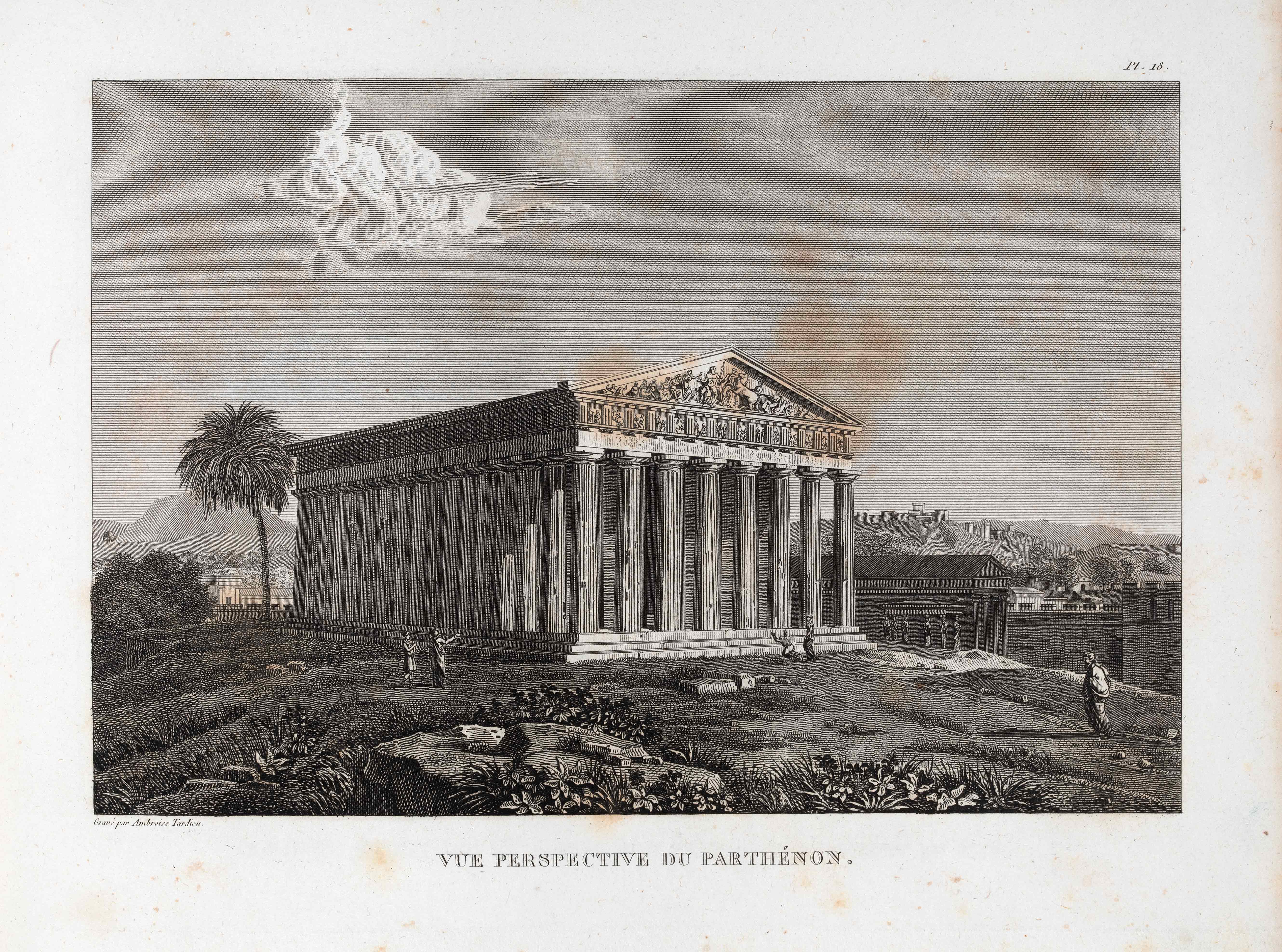 Etching depicting the Temple of Parthenon. Picture from the book Voyage du jeune Anacharsis en Grèce