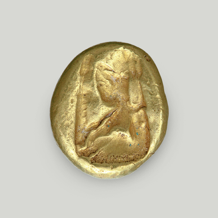 Reverse of daric – gold stater of the Achaemenid Empire
