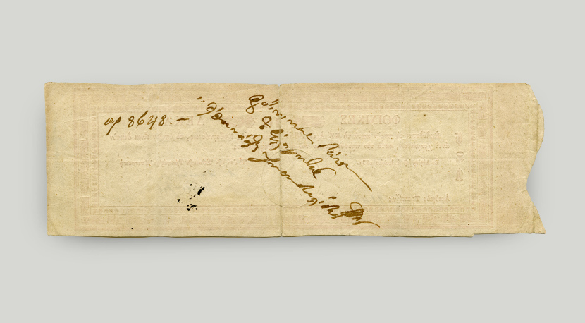 Reverse of 10-phoenix banknote, 1831 