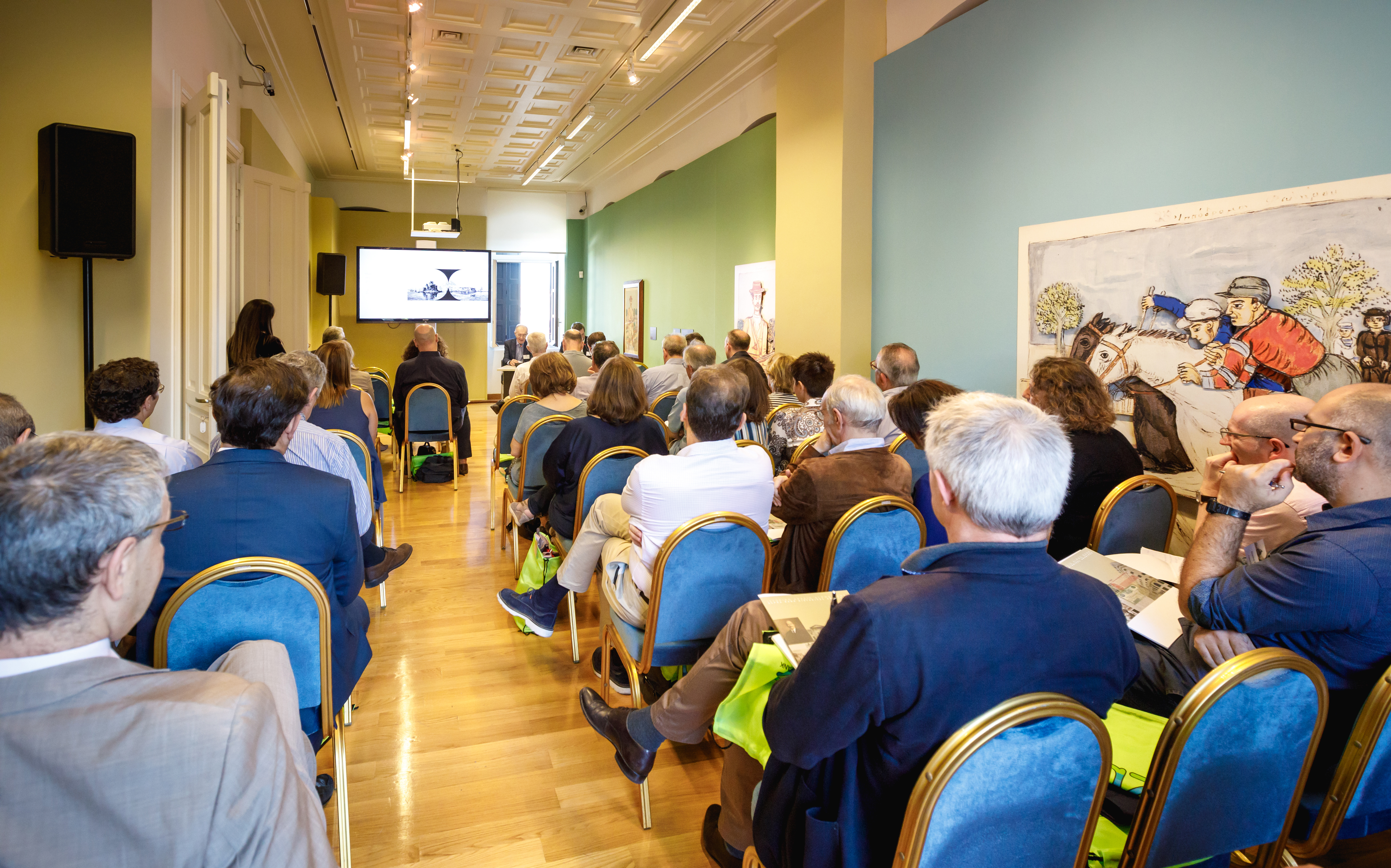 Speakers and audience, with video-projection, at the Alpha Bank Cultural Centre in Nafplio. Academic Meeting of the Historical Archives of 2 Banks