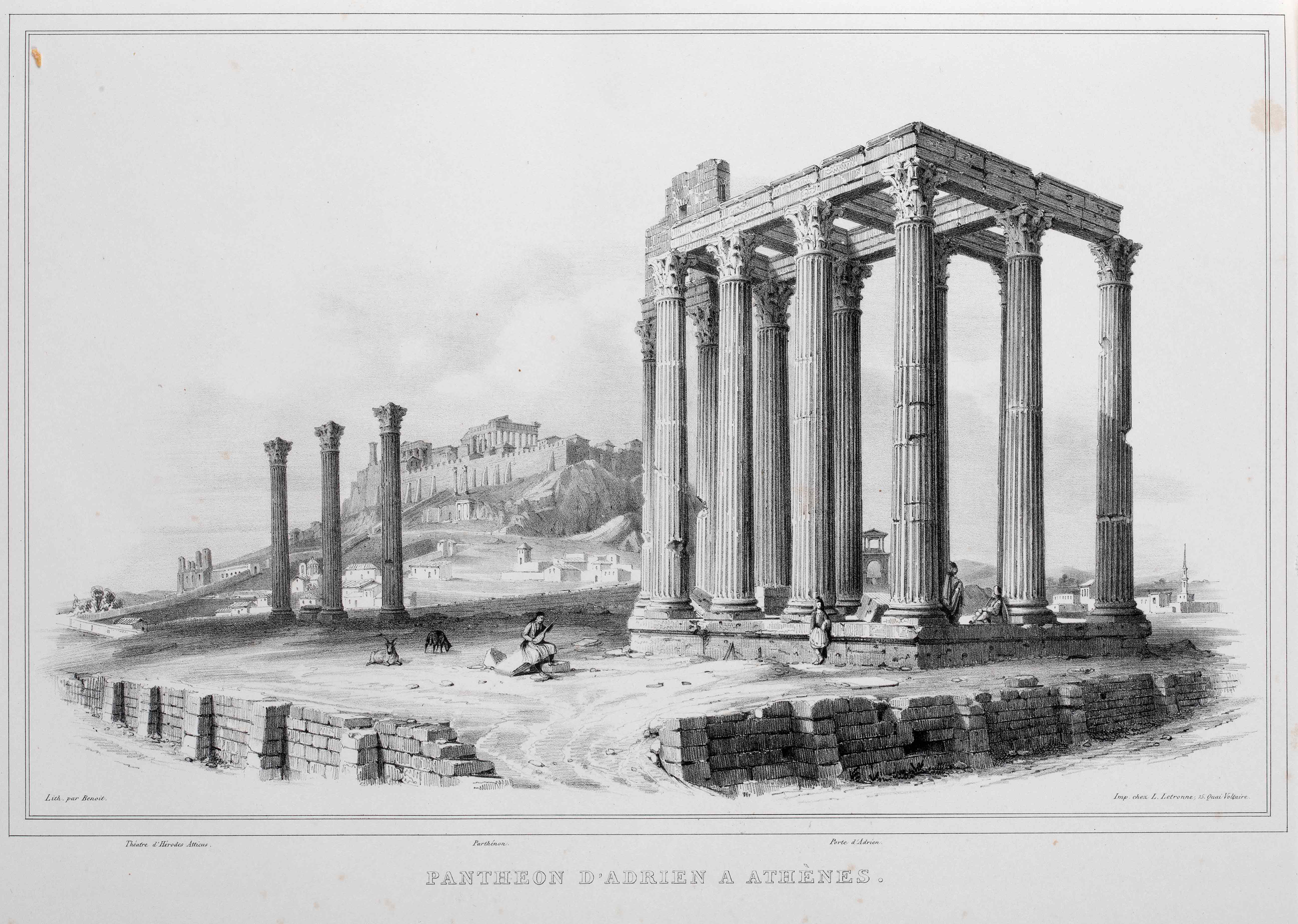 Page of Volume 1 of La Grèce: vues pittoresques et topographiques with the Lion Gate at Mycenae. Page of La Grèce: vues pittoresques et topographiques – Vol. 1