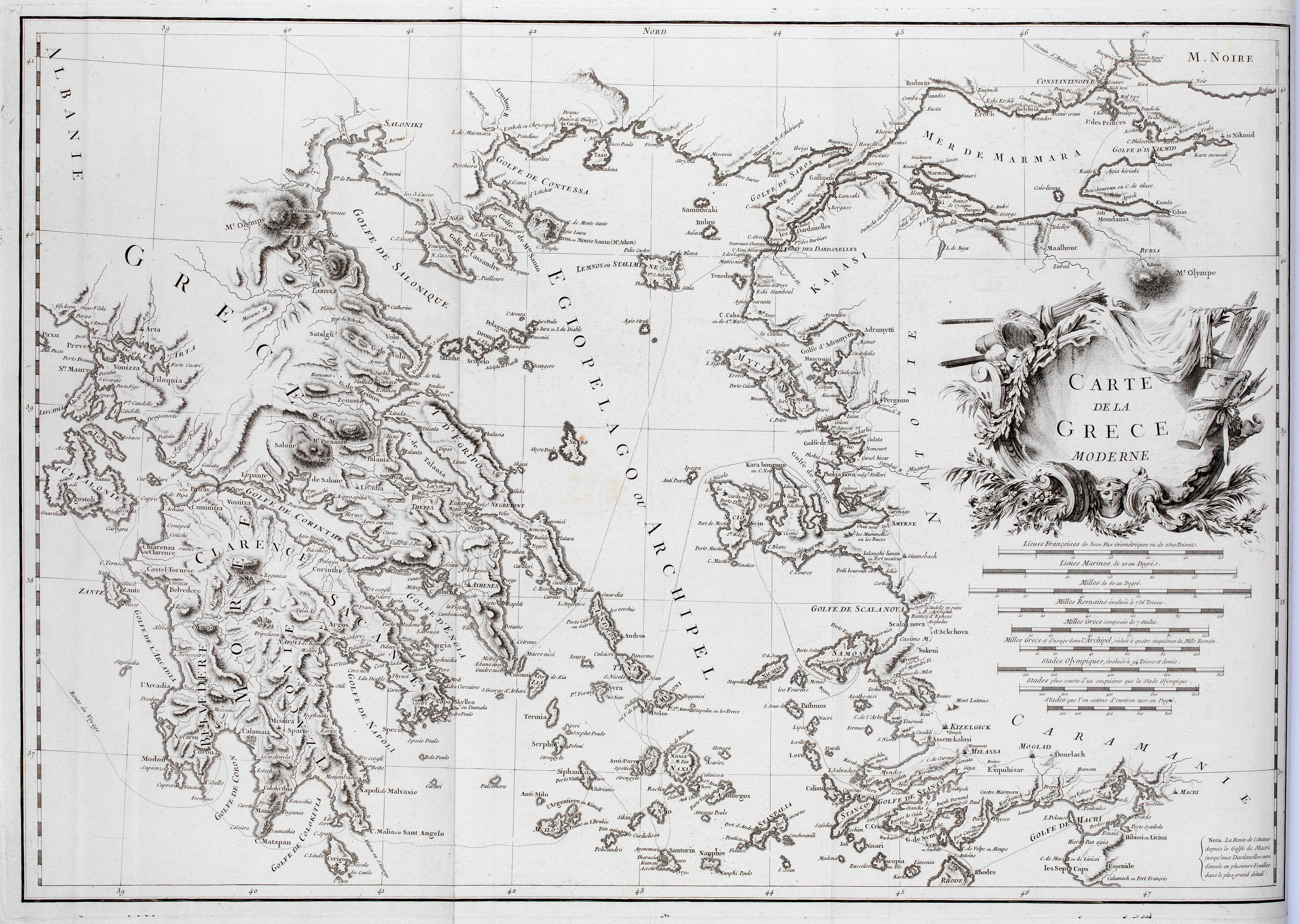 A page from the book Voyage pittoresque de la Grèce, Tome 1, showing a map of Greece. Asia Minor is included. Page of the book Voyage pittoresque de la Grèce, Tome 1