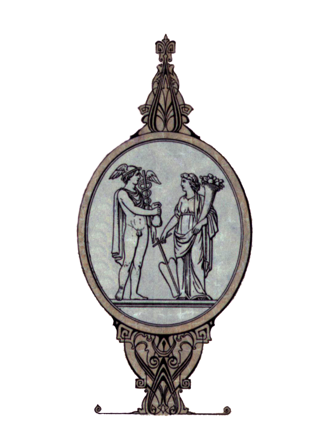 The Emporiki Bank logo depicts Hermes and the goddess Tyche holding symbolic objects.  The Emporiki Bank logo